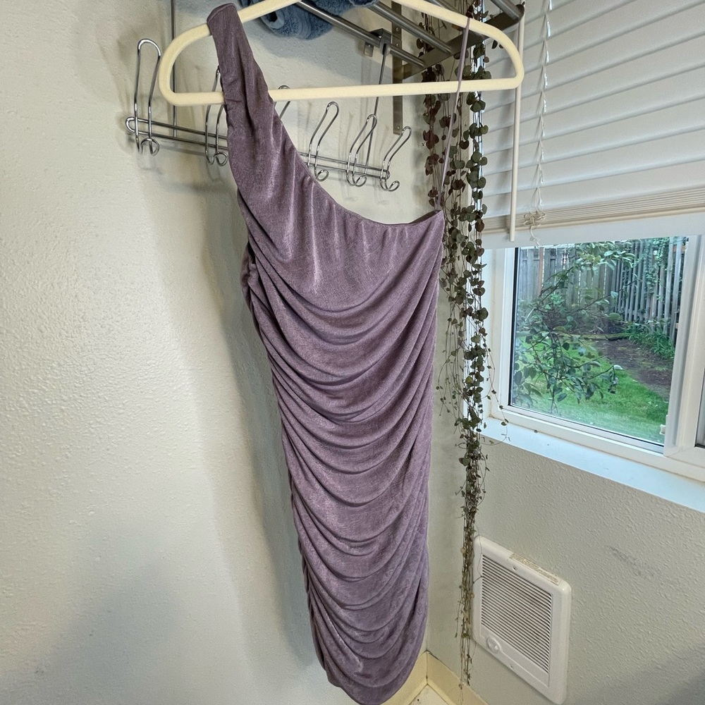 Stretchy Lavender One Shoulder Dress